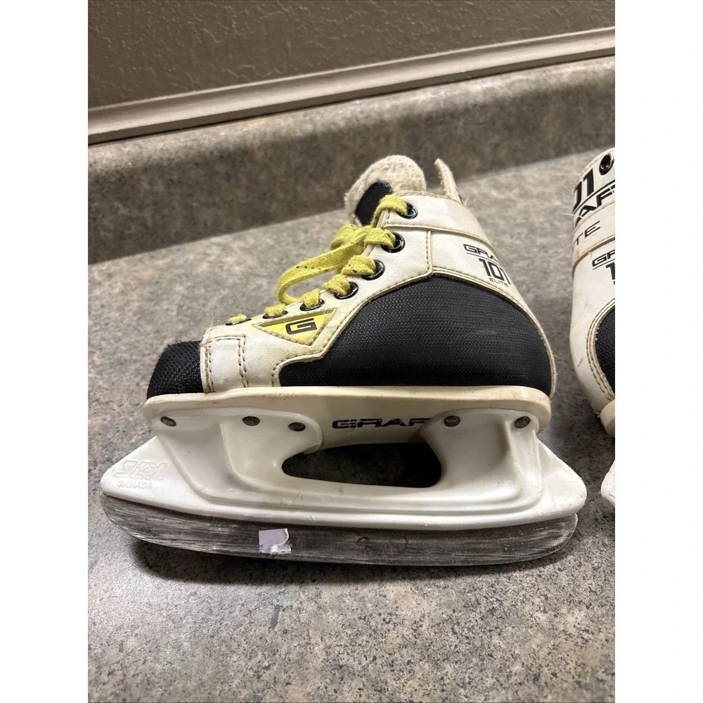 Graf 101 Elite Kids Ice Hockey Skates Sz 9 Black‎ White